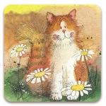 Podložka Cat & daisies 10*10 cm