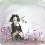 Podložka Spaniel and Flowers 10*10 cm