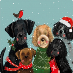 Podložka Festive dogs; 10*10 cm