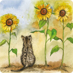 Podložka Cat and Sunflowers, 10*10 cm