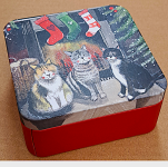Dóza Xmas Cats 8,7*8,7*4 cm